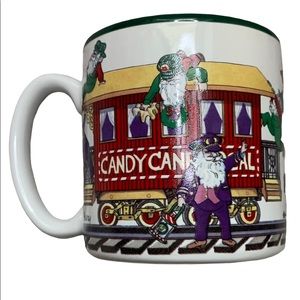 Vntg Christmas Train Bauny Potpourri Elves Santa Clause Candy Cane Mug 1993